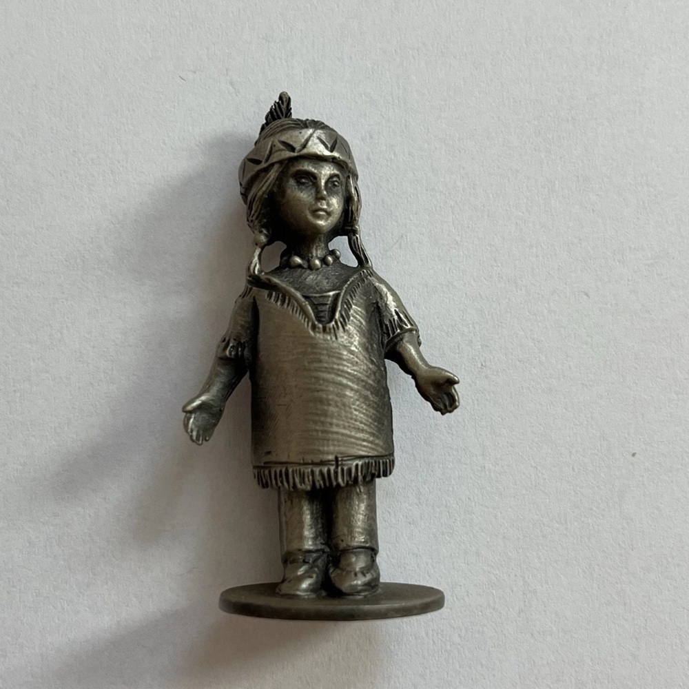 Pewter-Silver Figurine with Feathered Headdress
